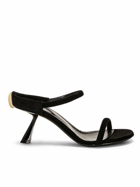 KHAITE Shoes - KHAITE Seigel Suede Black Gold Strappy Sandals